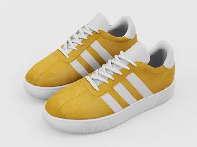 Sneakers Adidas Gazelle Style - Generic Shoes Yellow Low-poly 3D model