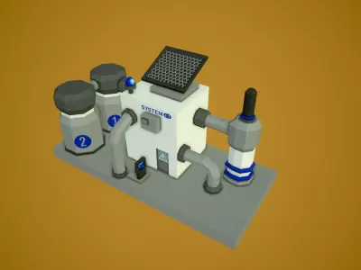 Factory on mars Low-poly 3D model