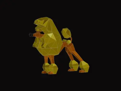Polygonal Poodle Dog Low-poly 3D model