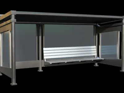 Game Ready Bus Stop 9 Low-poly 3D model