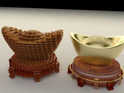 Chinese gold ingot 3D model