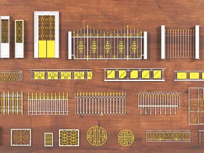 Building Facade Collection 22 pieces 3D model Low-poly 3D model