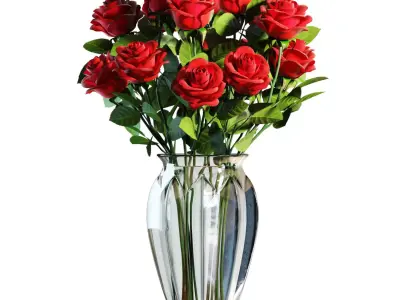 Flower Set 03 - Red Roses Bouquet 3D model