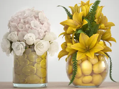 Decorative bouquet of flowers 3D model