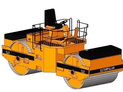 Vibratory Road Roller Compactor-15 Low-poly 3D model