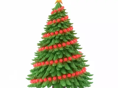 Christmas Tree 3D Model Realistic Happy Christmas Scene 3D print model