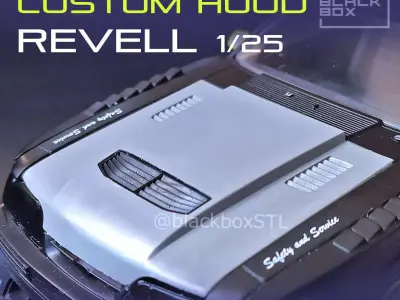 CUSTOM HOOD FOR 90 MUSTANG REVELL 1-25TH MODELKIT 3D print model