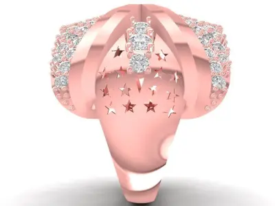 Luxury Crossover Diamond Women Ring 3D Model 2786 3D print model