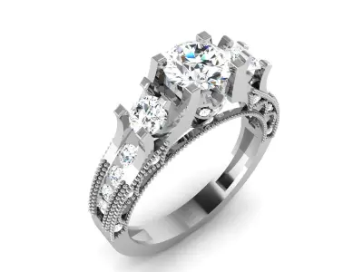 Women Engagement Wedding Princess Stone Ring  3D print model