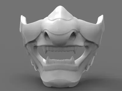 Samurai oni demon mask v3 3D print model 3D print model