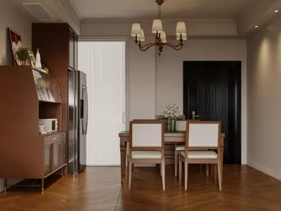 Luxury living room dining room interior scenes 35 3D model