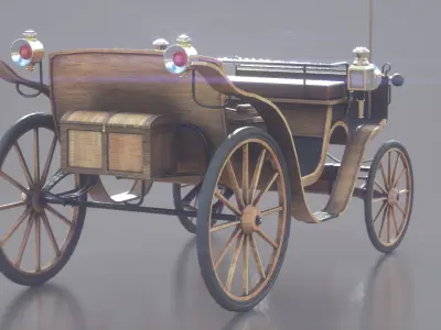 Carriage old fashioned Low-poly 3D model
