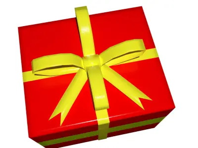 3D Gift Box Red with Yellow Ribbon Festive Present Decoration Low-poly 3D model