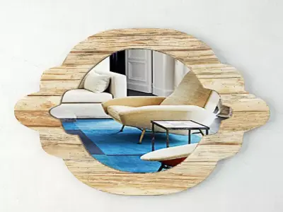 Natural Wood Mirror by ZARA HOME 3D model