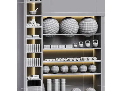 Yoga and fitness equipments 3D model