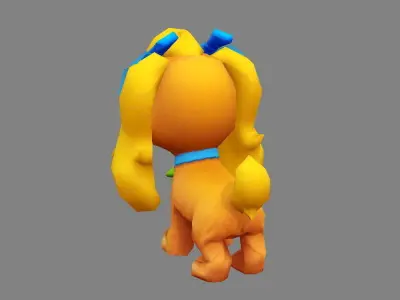 Cartoon puppy - yellow female dog - Pet dog Low-poly 3D model