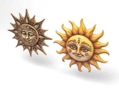 Decorative suns Low-poly 3D model