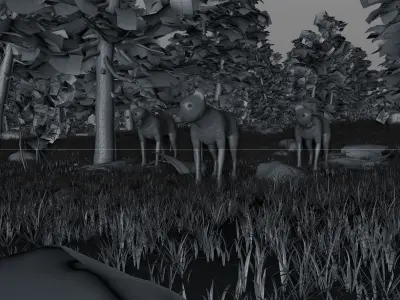 3D forest wolfs rigged 3D model