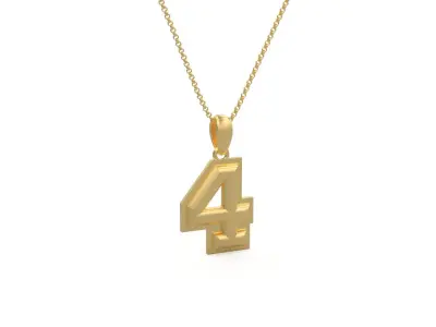 Model 1155 Number 4 Necklace Curved With Border 3D print model