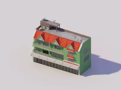 Townhouse building 3D model