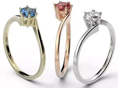 Ring with one gemstone Free 3D model purchase