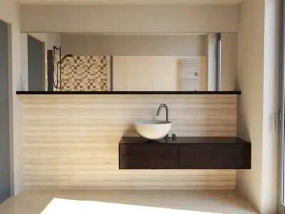 Bathroom modern with shower and toilet 3D model