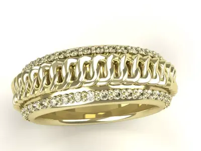 Diamond Cuban Ring Size 8 Gold Silver Platinum Luxury Jewelry 3D print model