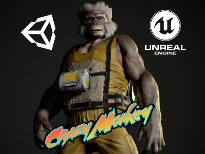 Crazy Monkey Low-poly 3D model