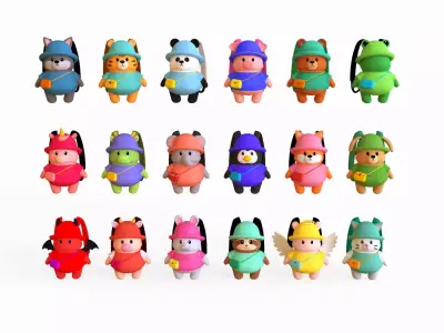 Backpack School Pack 01 - Asset For Game Low-poly 3D model