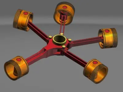 Radial engine Free 3D model