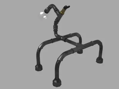 Metal pipe decorative lamp Low-poly 3D model