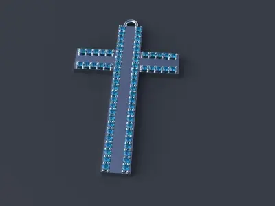 Diamond Cross Pendant Gold Silver Platinum Luxury Jewelry 3D print model