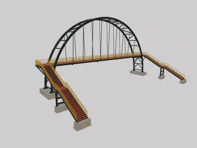 Steel Pedestrian Bridge-Arch Column Type-29 3D model
