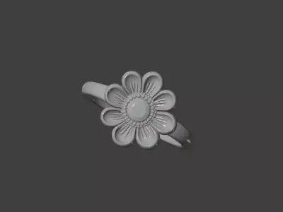 Pink Diamond Flower Ring  3D print model