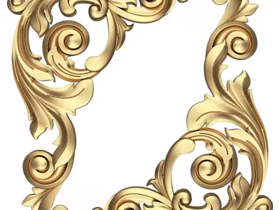 Corner Carved Plaster Molding Decoration 010 Low-poly 3D model