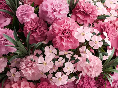 Solemn bouquet of pink flowers vase lilac hydrangea 337 3D model