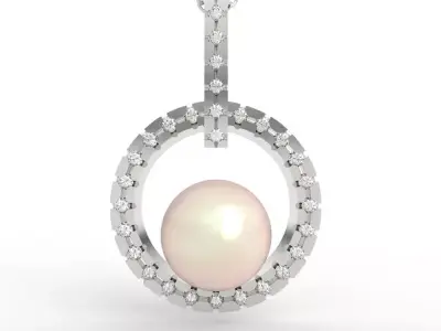 Luxury Modern Pearl Diamond Drop Pendant Necklace 3D print model