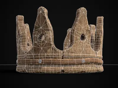 Kid Wooden Crown Low-poly 3D model