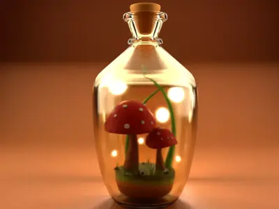 Mushrooms in Bottle 3D model