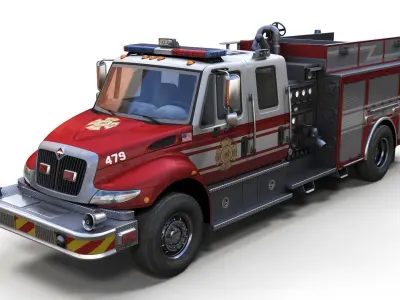 Durastar Crewcab Firetruck Low-poly 3D model