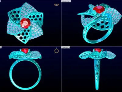  Mesh flower ring - Italian rings - Womens Rings - N6577 3D print model