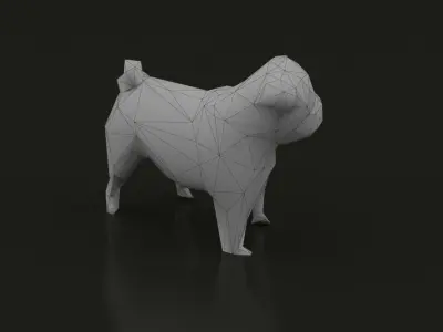 Low Poly Dog Pug Puppy Low-poly 3D model