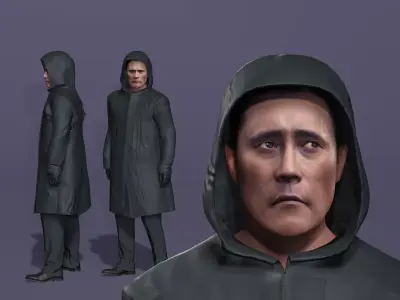 Realistic Lee Byung-hun Squid Game Boss in Trench Coat 3D Model  3D model