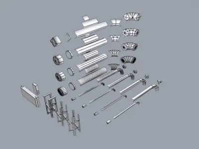 Pipeline Modular Set Low-poly 3D model