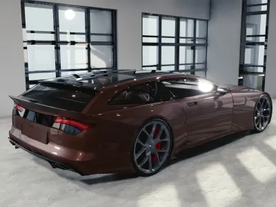 BLENDER EEVEE Brandless Sports GT shooting brake Low-poly 3D model