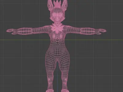 furry 3d model retopoed model rig Low-poly 3D model