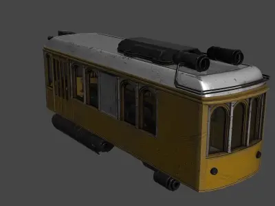 Diesel Punk Tram Low-poly 3D model