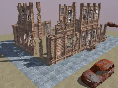 Old Brick House Low-poly 3D model