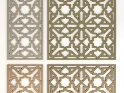 Arabic Islamic pattern decorative gold plaster 3D model