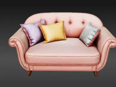 Modern Luxury  Sofa Chair 3D Model Stylized Cartoon Game-Ready  Low-poly 3D model